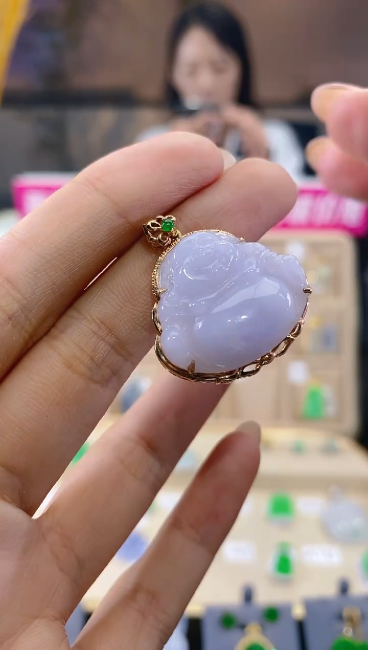 【闪购商品】翡翠颈饰18K金镶嵌佛公