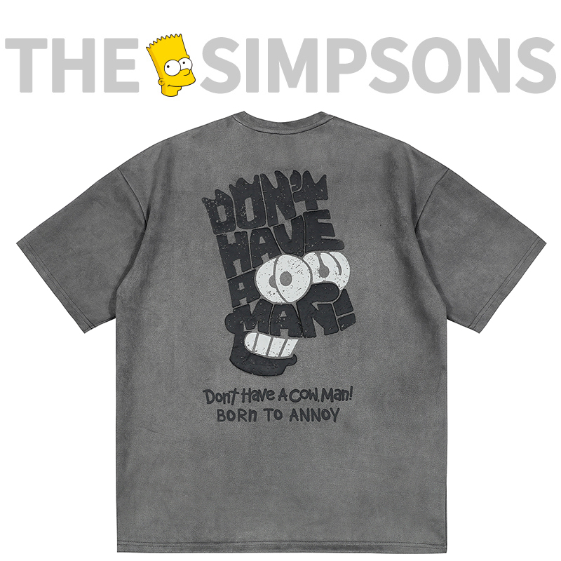 THESIMPSONS字母发泡印花情侣宽松短袖T恤男女同款SPCTE232F63U