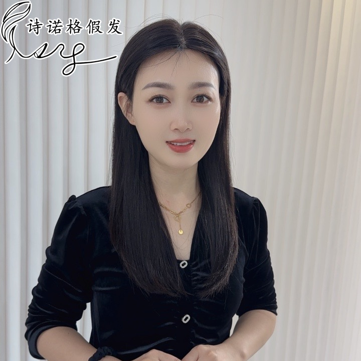 Shinuoge/高品质全真发手工钩织淑女减龄长直发假发套精选少女发