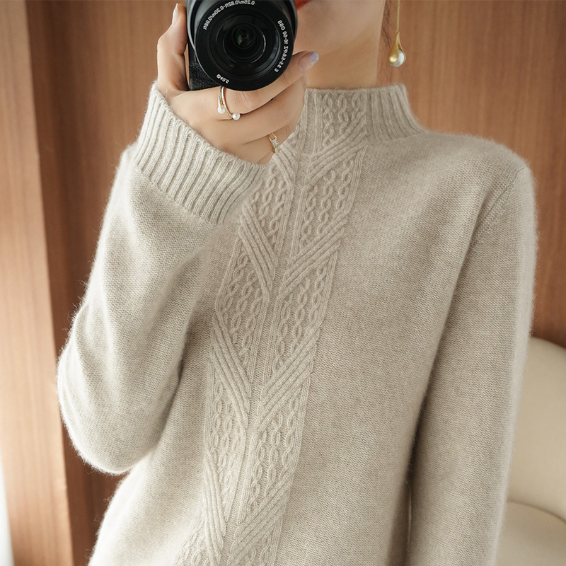 秋冬新款羊绒衫半高领针织女 1912