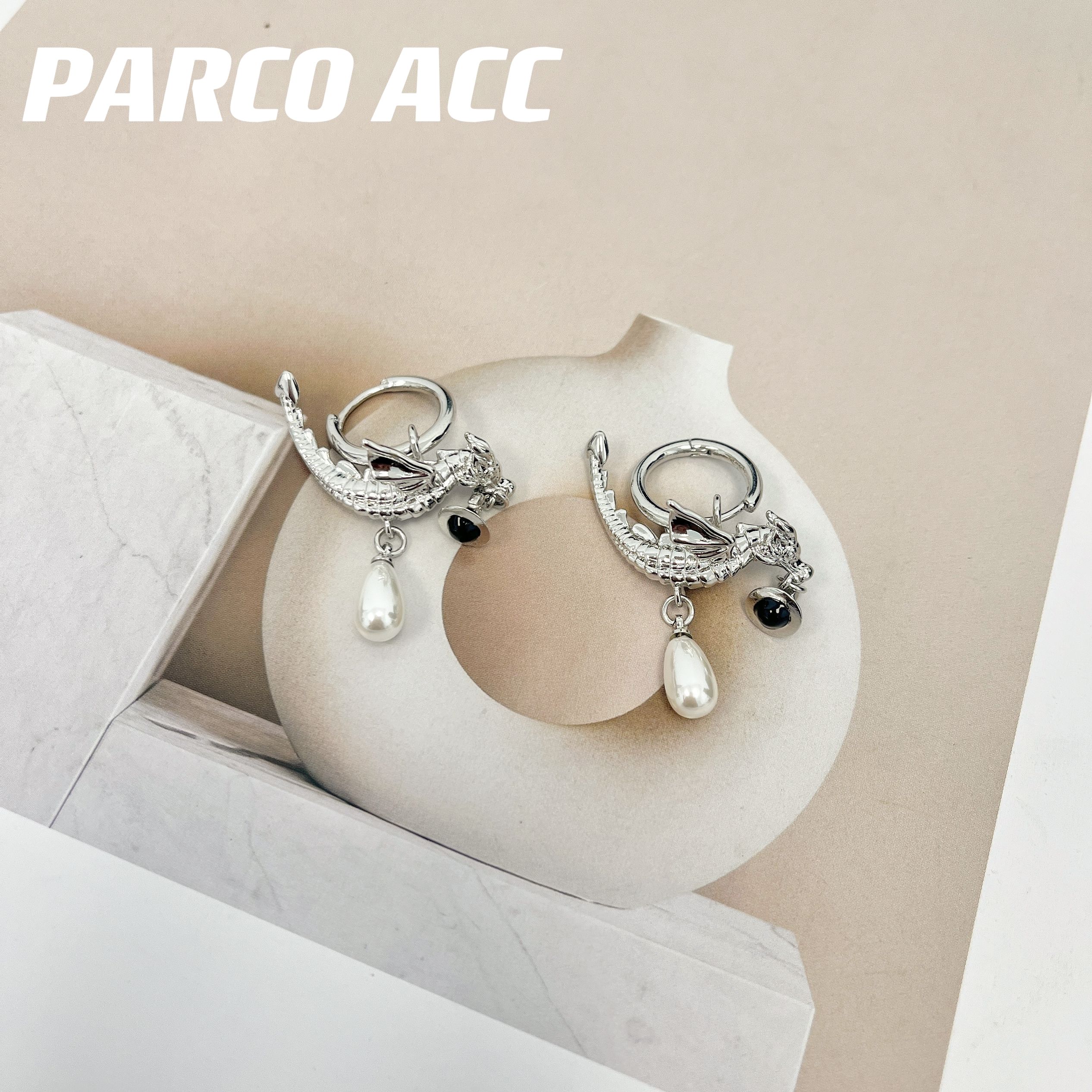 铜合金仿珍珠耳饰 Y301 恶龙吊坠耳钉