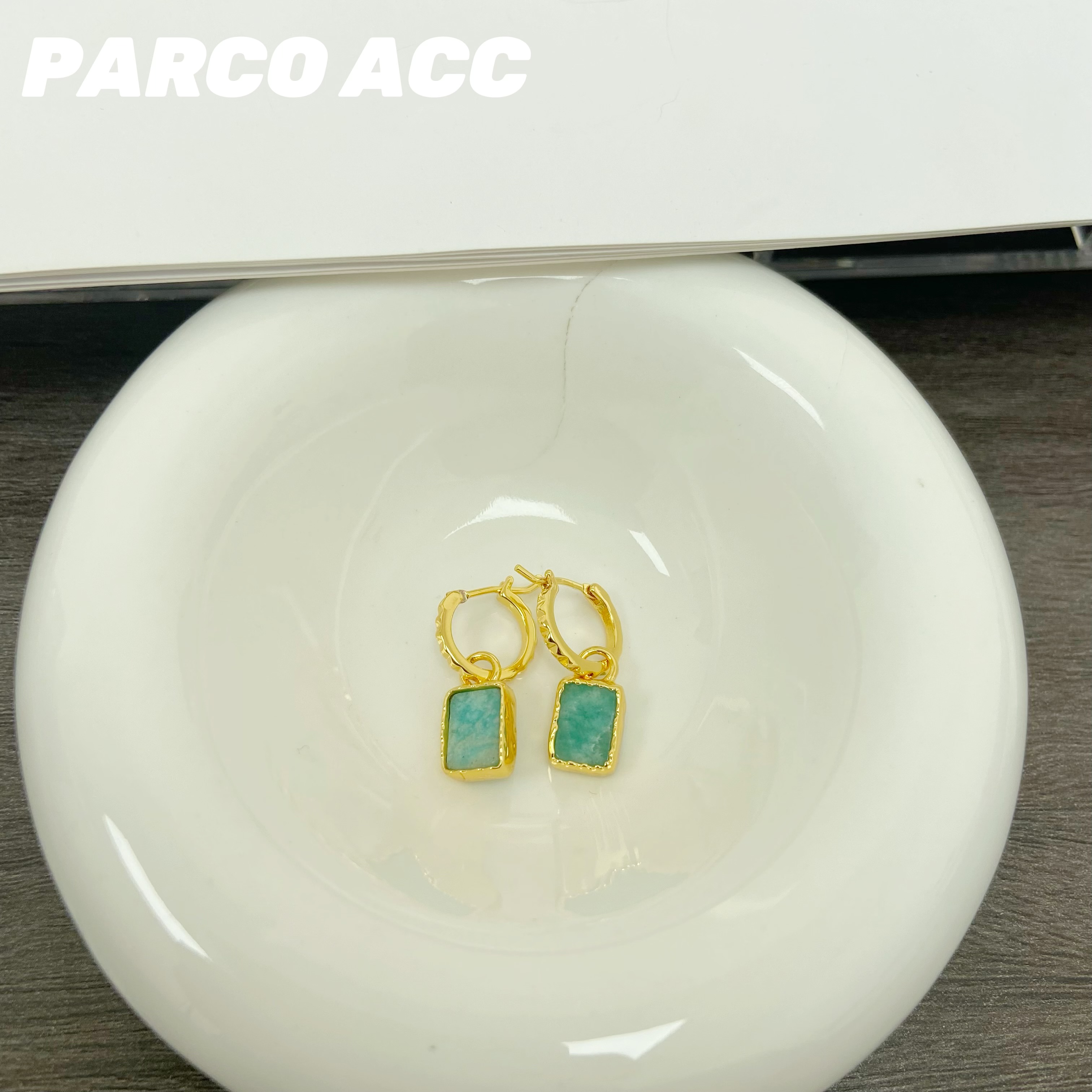 铜合金耳饰 Y104  复古小绿牌耳钉