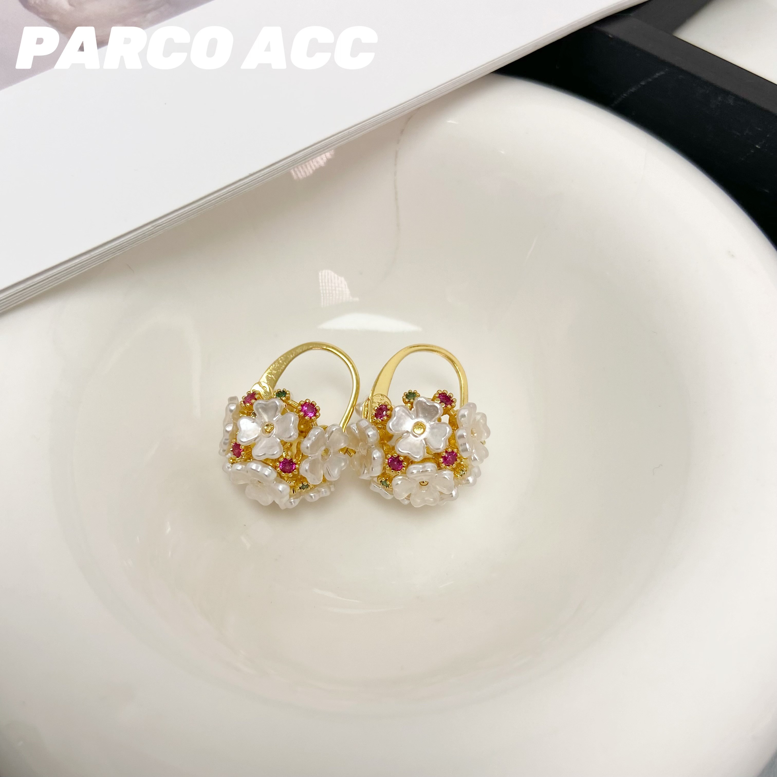 铜合金合成锆石耳饰 Y817 南法花海提篮耳环