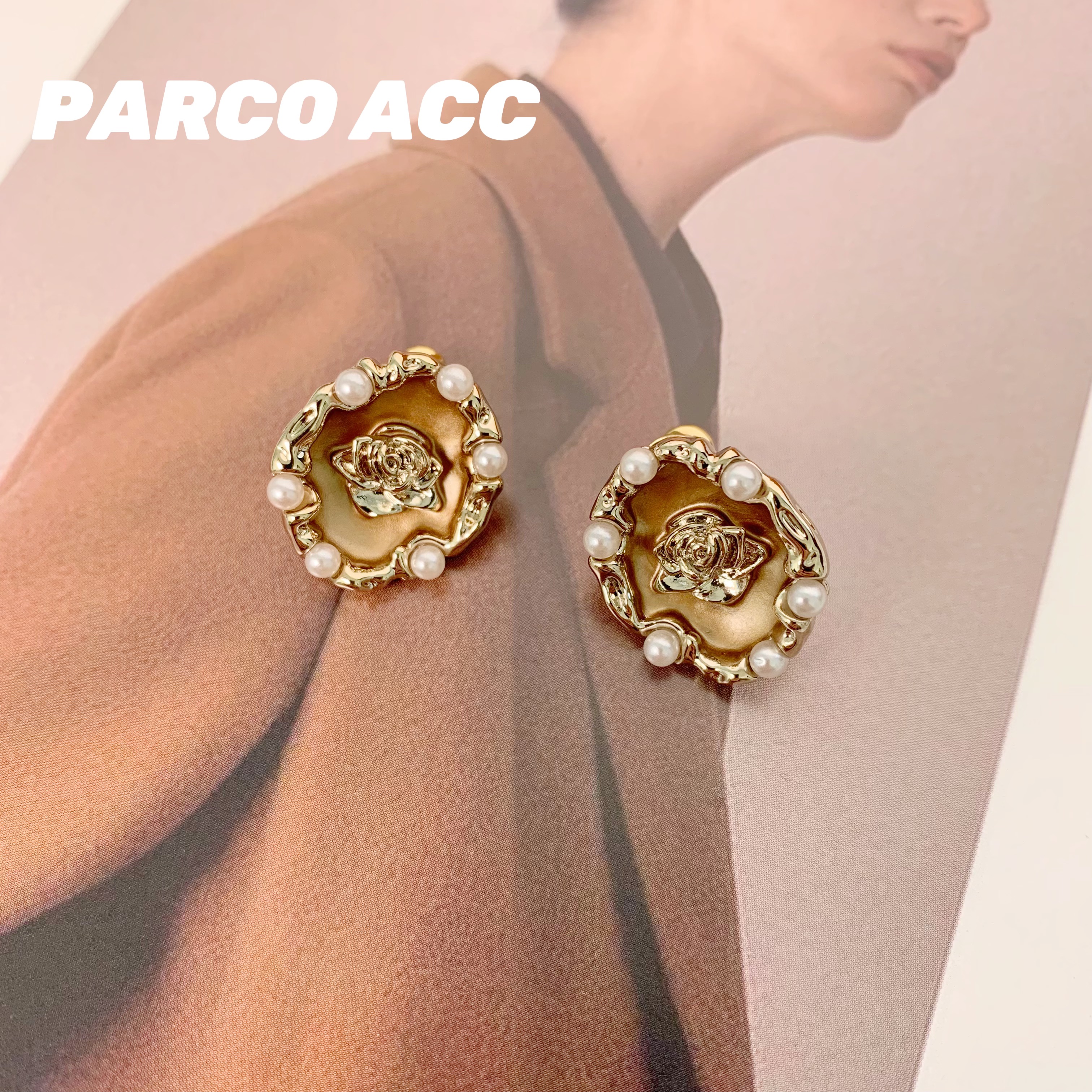 铜合金耳饰 B311 玫瑰许愿池耳钉GP2202