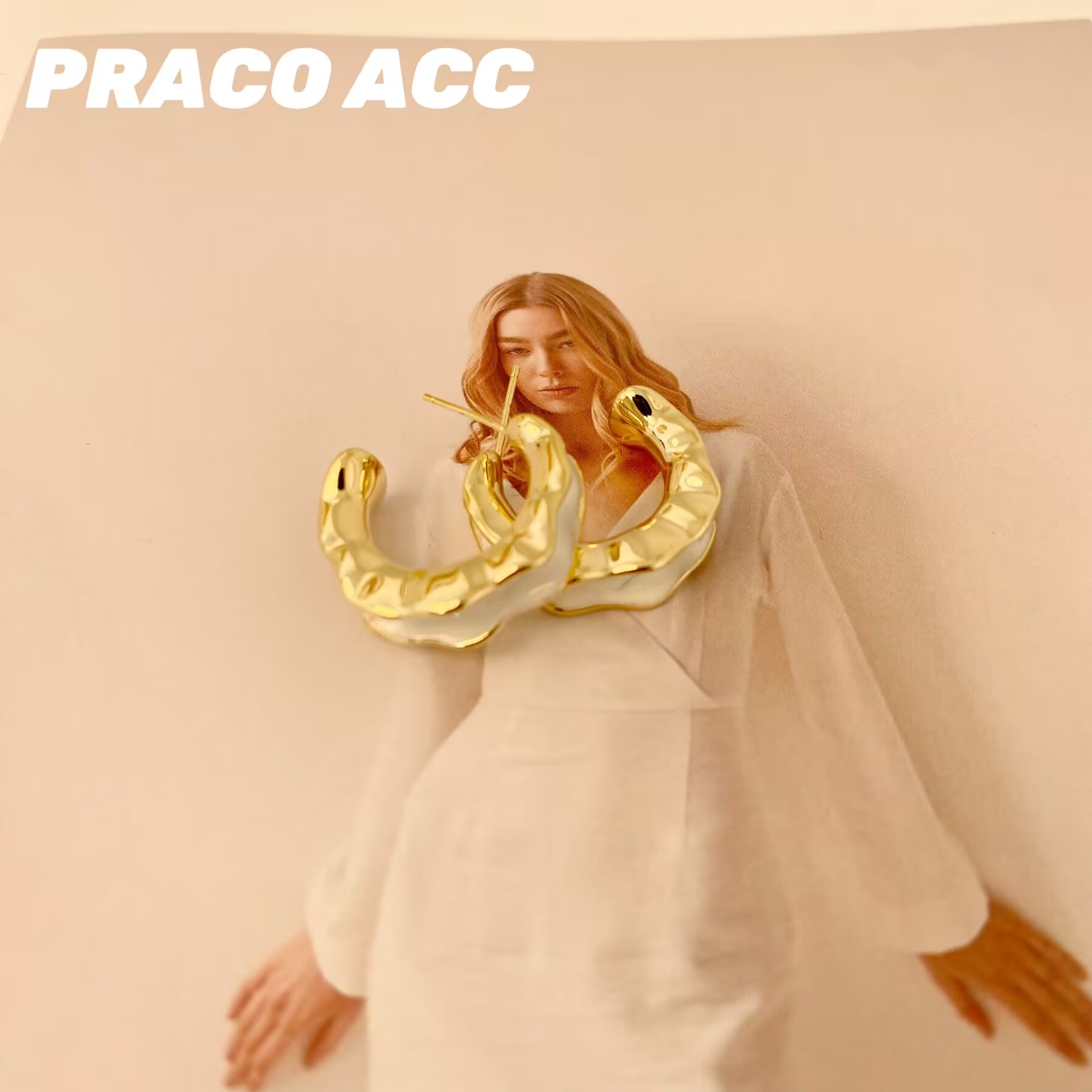 铜合金珐琅耳饰 Y805  青花C圈耳钉