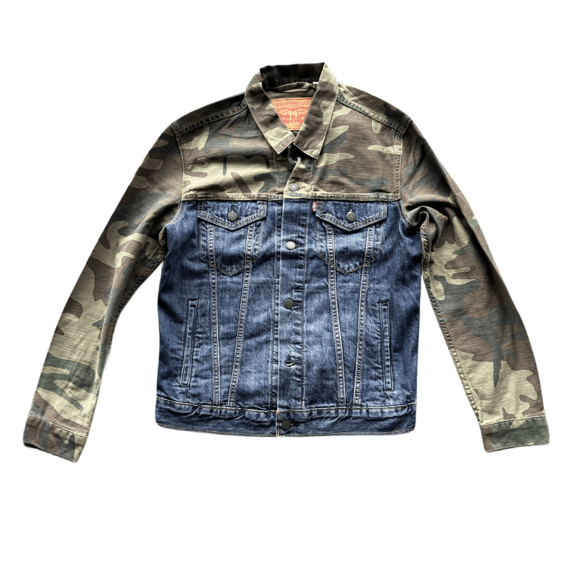 断码特价国内专柜正品 Levi's 李维斯男士迷彩拼接牛仔夹克