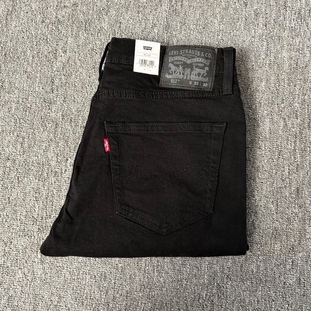 美国进口正品Levi's 512李维斯修身小脚纯黑色男士牛仔裤时尚