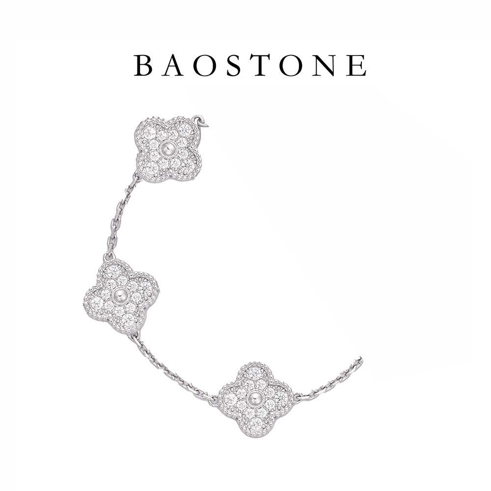 BAOSTONE 925银合成锆石手链 【 五花四叶草手链】15mm百搭W S161