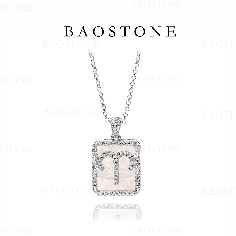 BAOSTONE 坠链均925银合成锆石 【双面十二星座项链】轻奢精致t185
