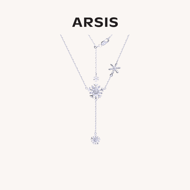 ARSIS银饰雪花系列三花项链925银气质精致时尚L2