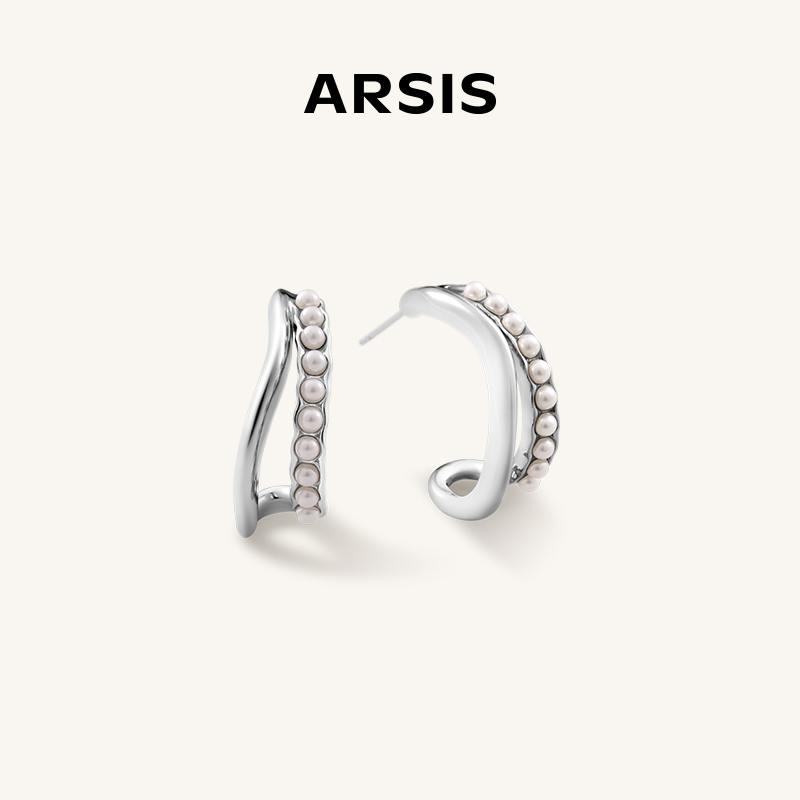 ARSIS流光系列光影双层耳圈小众轻奢5116EL2