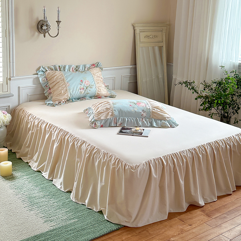 单件床裙韩版单床花边床单款全棉纯棉韩式公主风床罩纯色