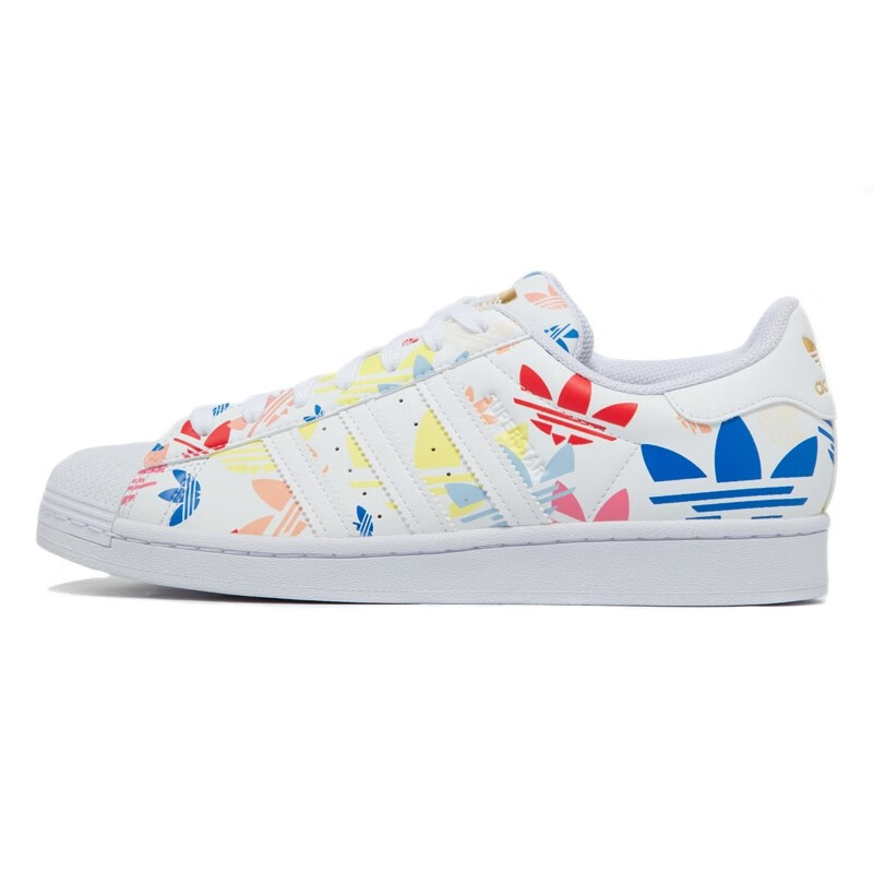adidas originals Superstar防滑耐磨板鞋男女同款白黄蓝H00183