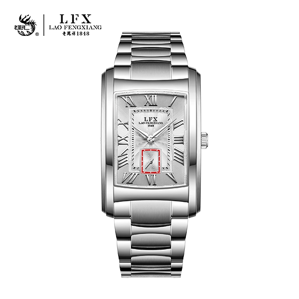 老凤祥男士钢表石英机芯表时尚简约手表方形防水腕表气质潮流