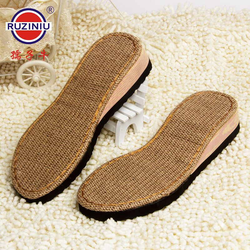 【买5送1】品牌孺子牛鞋底手工编织凉鞋高跟亚麻底透气吸汗坡跟