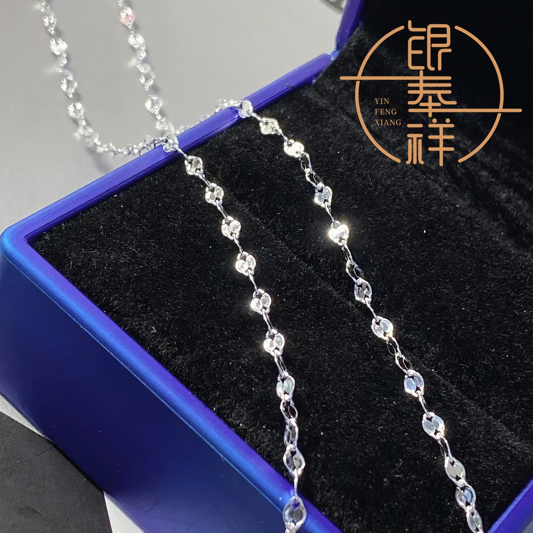 银奉祥 链子足银 孔雀项999.9纯银45厘米长项链百搭小众银饰手工