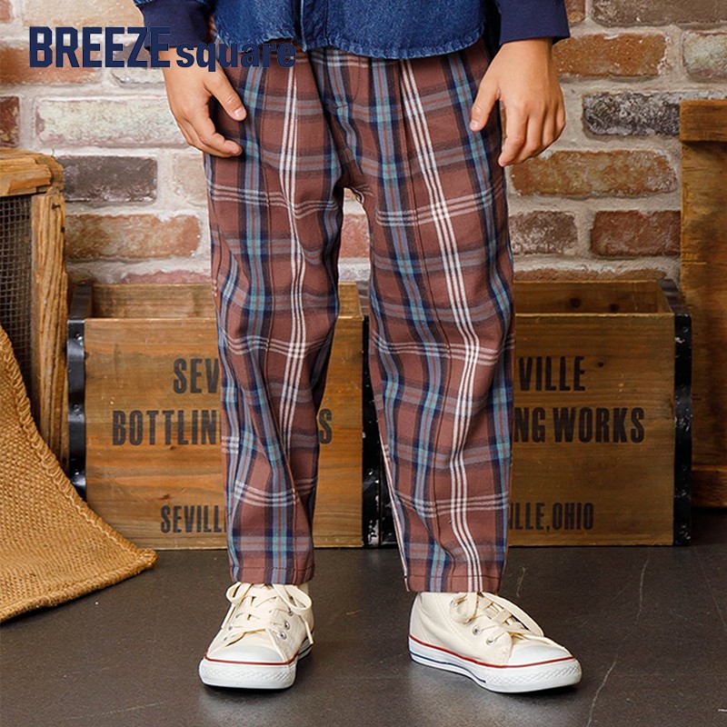 现货BREEZEsquare多色儿童格子裤宽松英伦风格纹长裤R421133