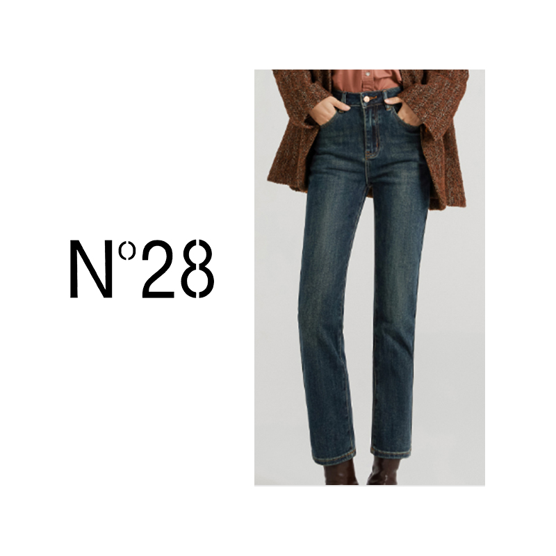 N°28 冬季新品女装直通直筒九分裤宽松百搭牛仔裤9351K073