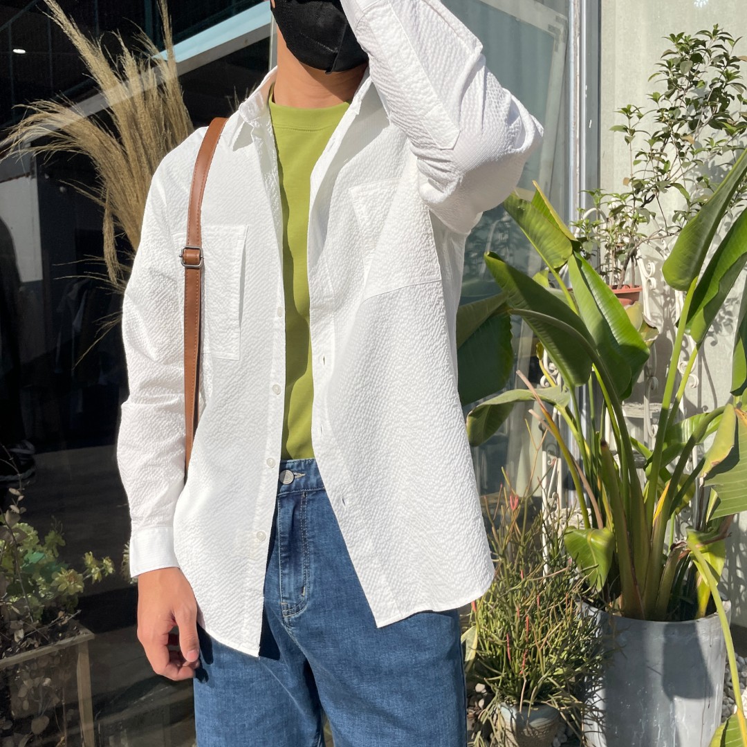 杨翌明轻熟穿搭 RN0124 春季纯色微修身男衬衫打底长袖衬衣休闲