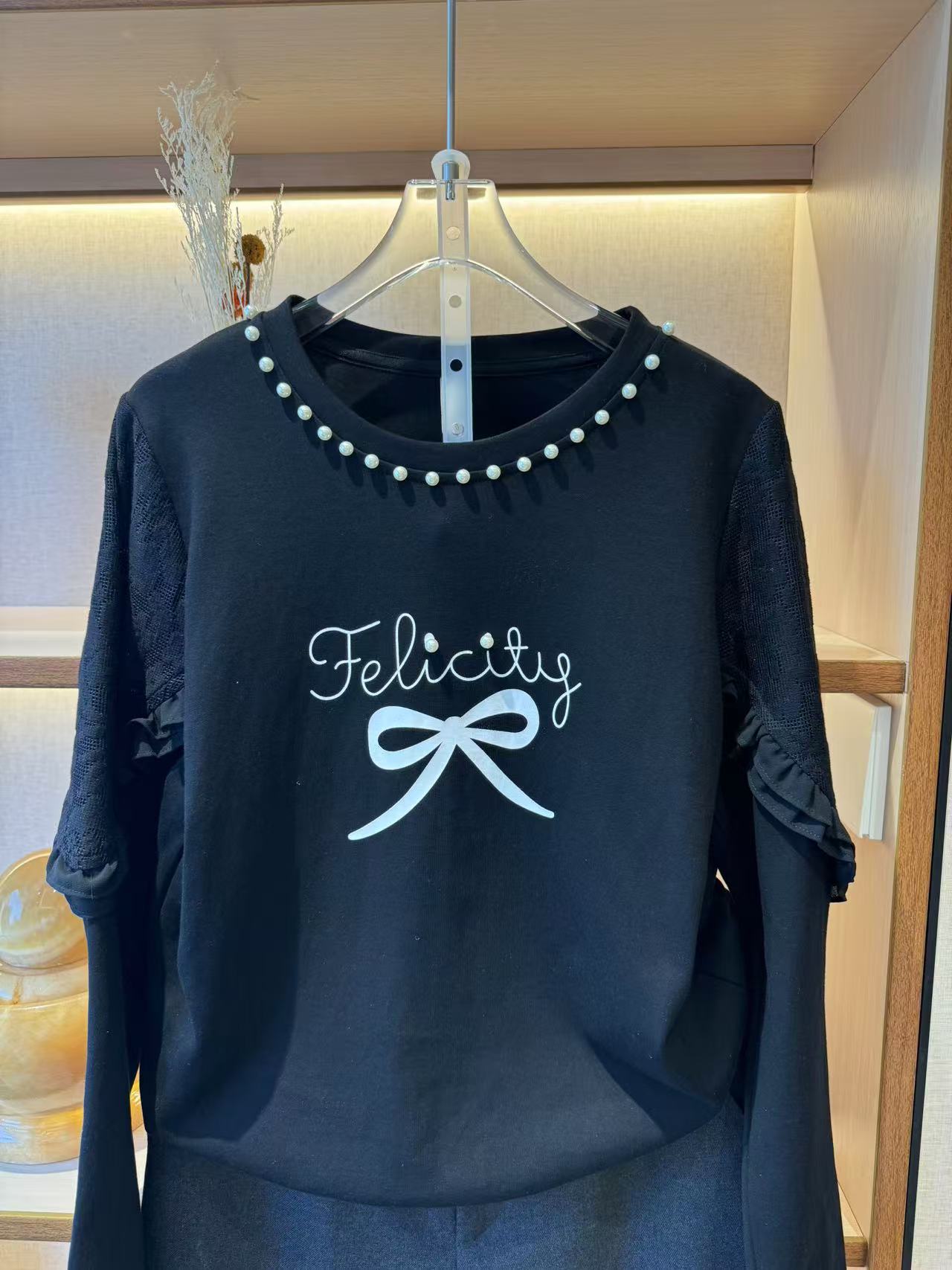 紫婷精选016#秋季新款韩版时尚女装蕾丝拼接长袖套头卫衣上衣