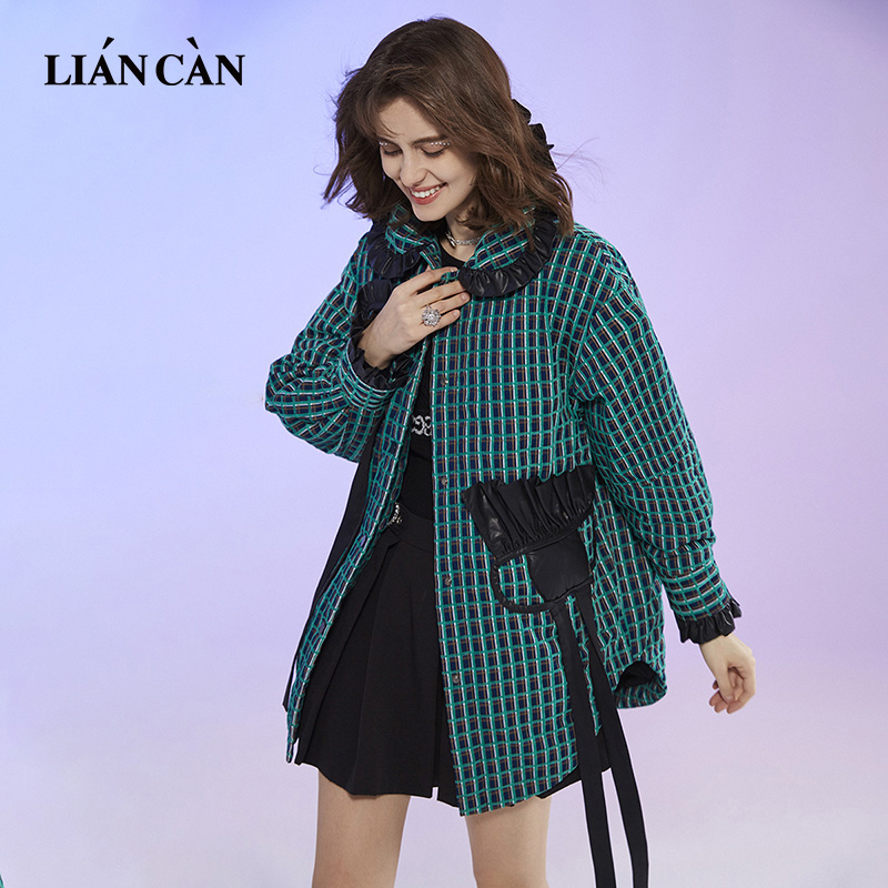 莲灿2025冬季新商场同款波西米亚风时尚翻领花边羽绒服71AW373009