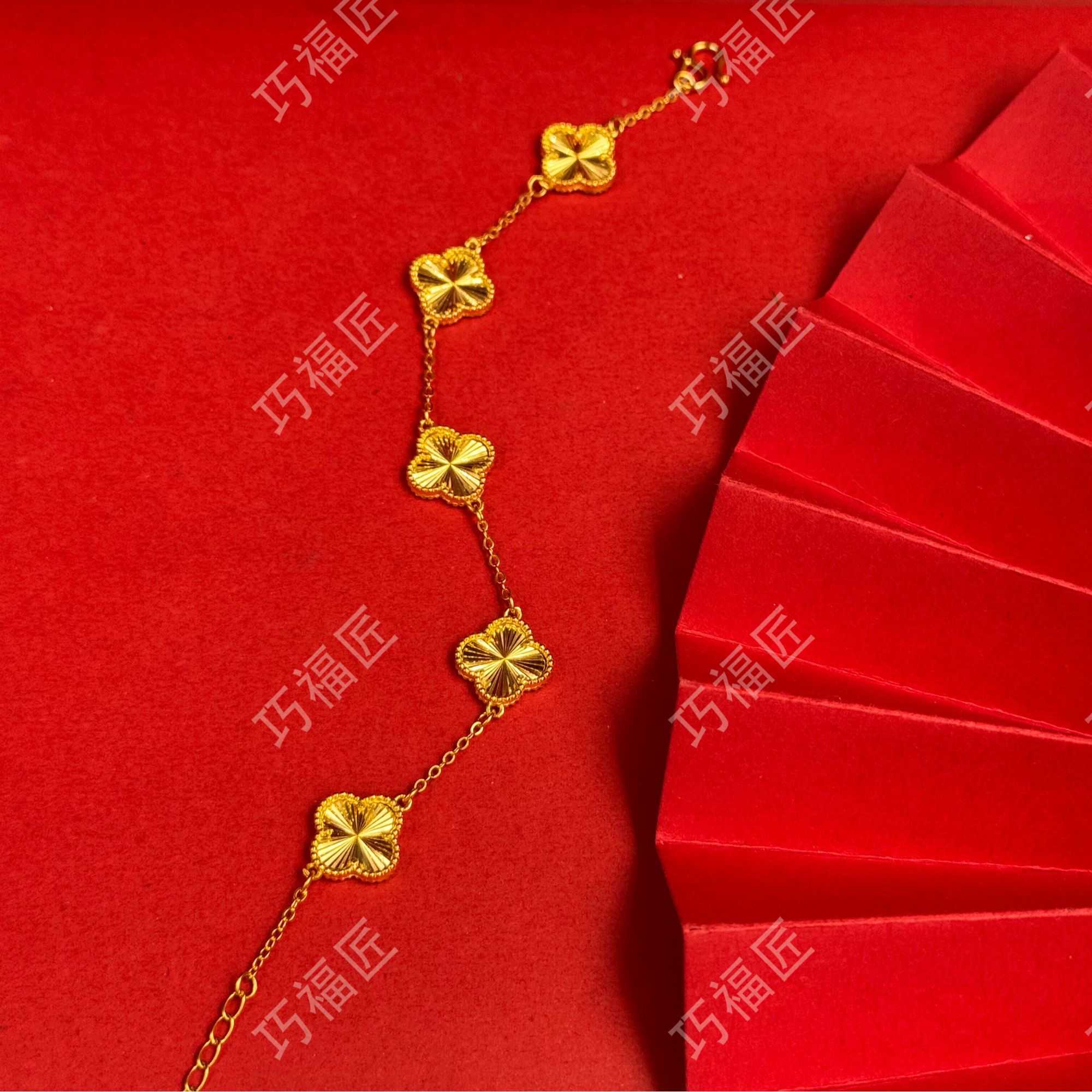 足银手链 四叶草手链  精致时尚百搭  女款手链气质轻奢简约