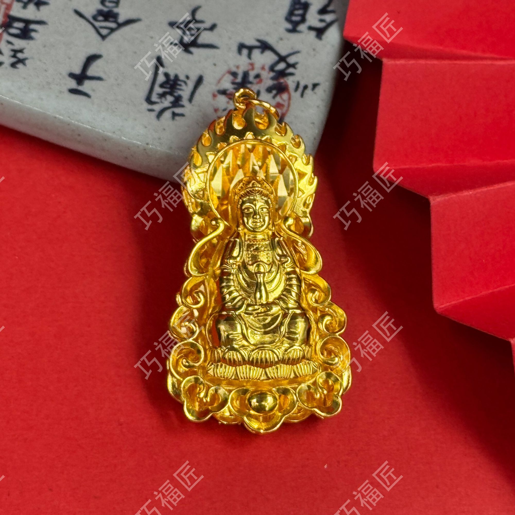 吊坠足银 火焰观音吊坠时尚 精美百搭简约气质轻奢挂坠素款