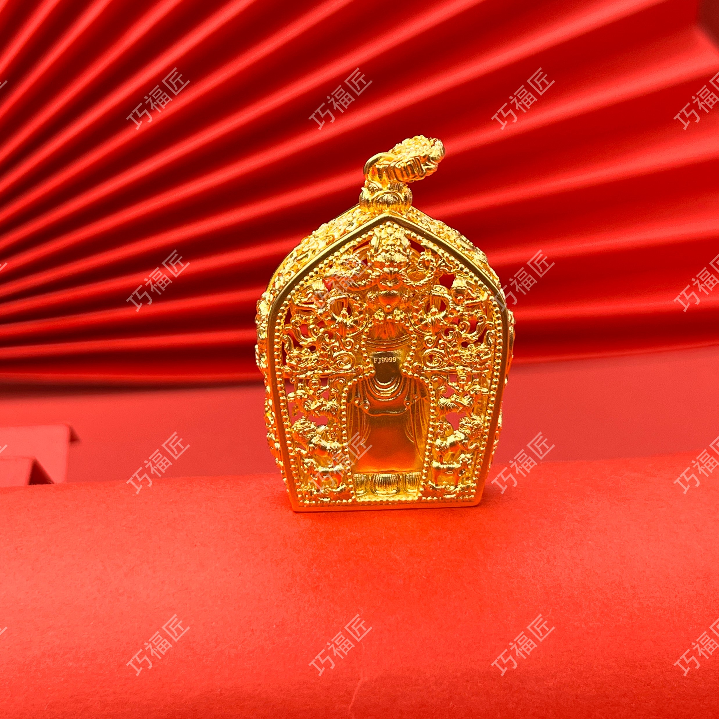 吊坠足银 大势致观音佛盒吊坠 手工精美 复古传承中古素款