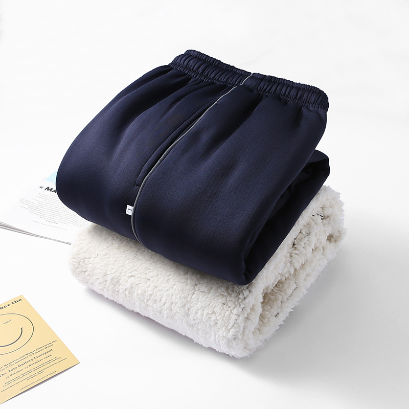 灰色细杠反光条羊羔绒校服裤子初高中学生运动宽松一条细灰杠校裤