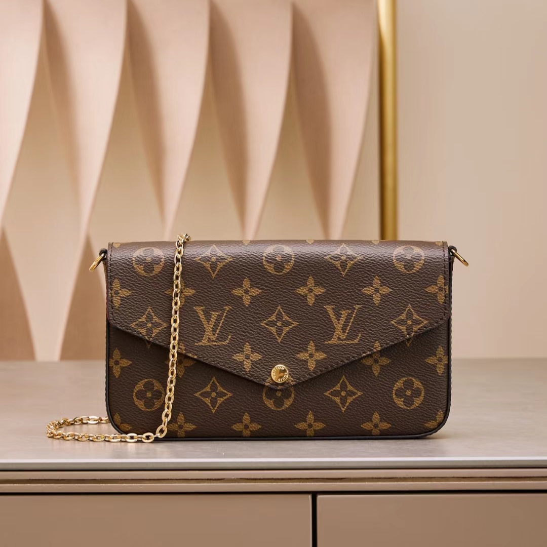 95新 LouisVuitton/路易威登 lv 老花 三合一  链条包/ 1011591 L