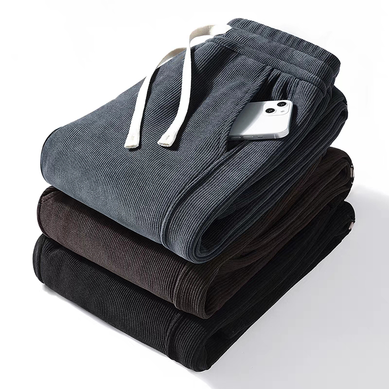 雪尼尔休闲裤男士秋冬季新款宽松大码长裤子加厚灯芯绒束脚卫裤男