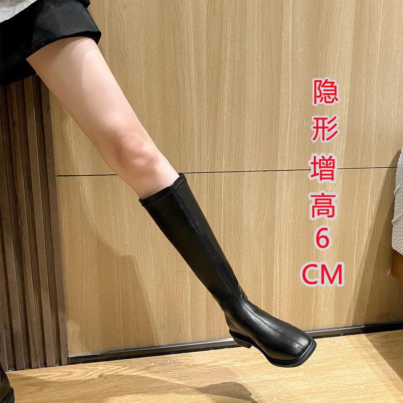 红蜻蜓牌瘦瘦靴女3233小码显瘦长筒靴小个子内增高不过膝高筒靴厚