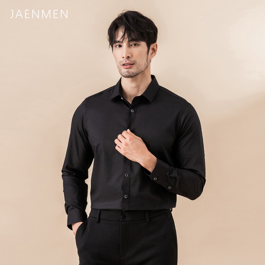 【文心高端】轻奢衬衫冰凉滑爽高弹银扣免烫抗皱竹纤维薄长袖衬衣