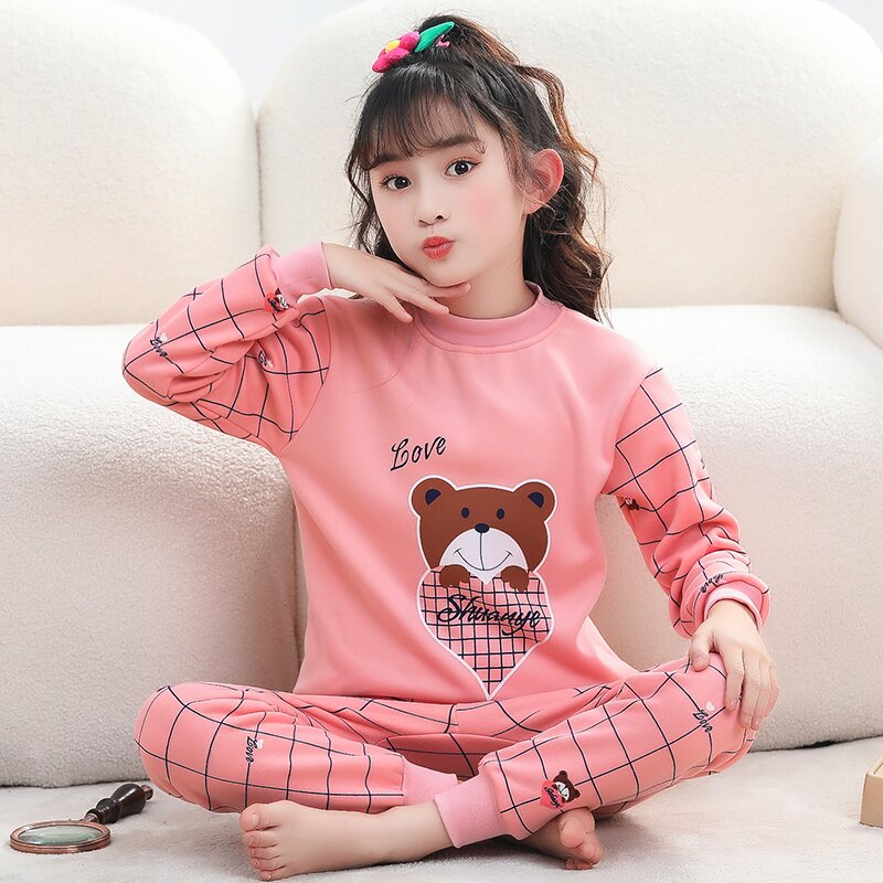 加绒加厚冬款儿童卡通家居服套装