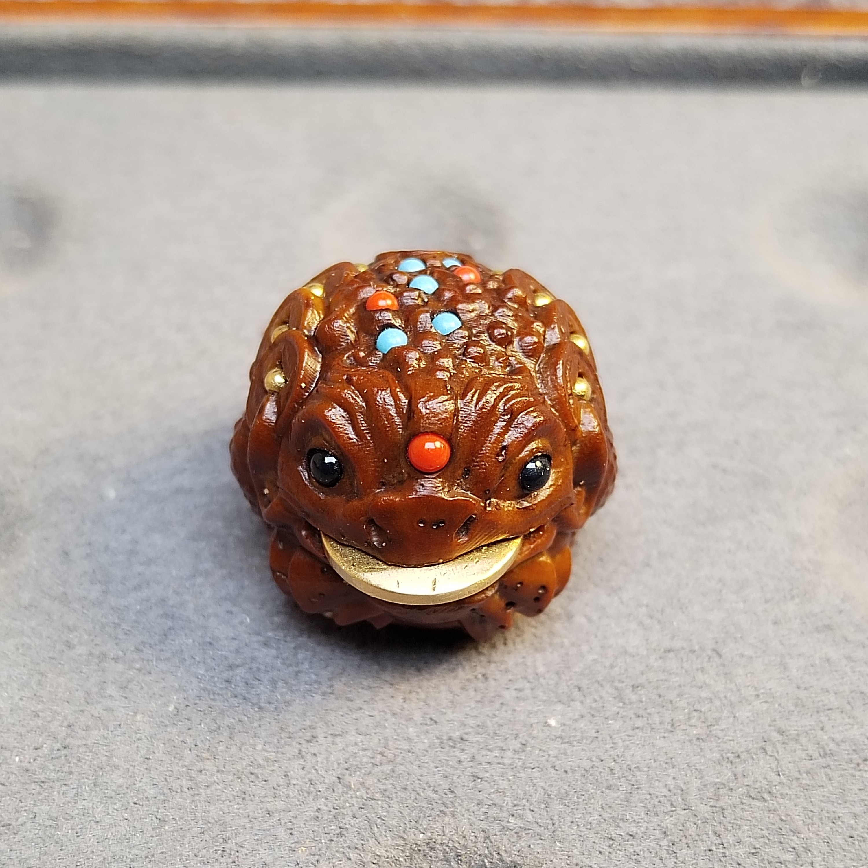 紫金鼠雕刻金蟾七星金蟾含金币镶嵌款 