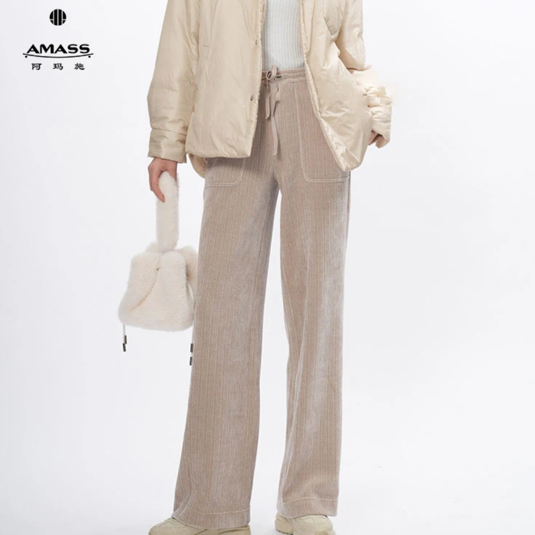 AMASS/阿玛施5100386新款松紧腰暗格纹女士113聚酯纤维花苞