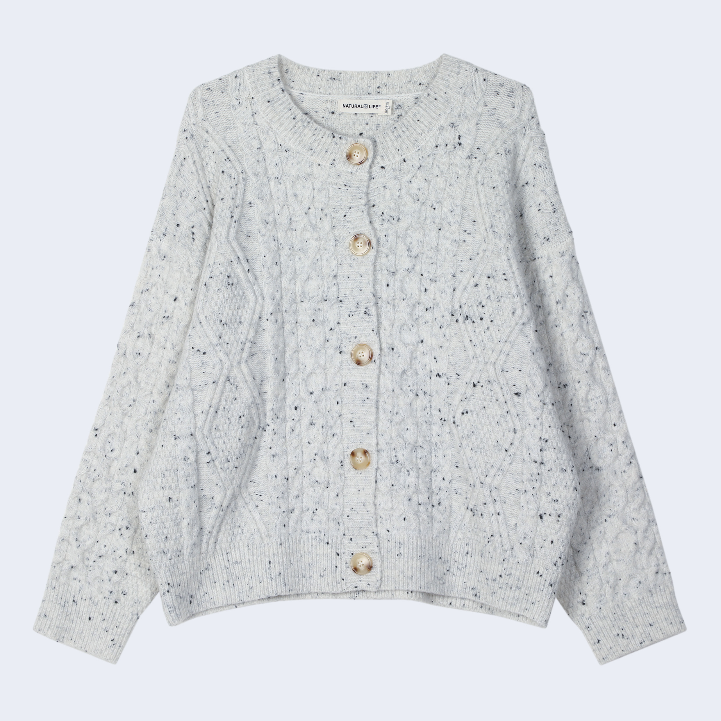 本色一生 2024秋女士NATURALLIFE-A5-898星空绒绞花粗针厚开衫/3G