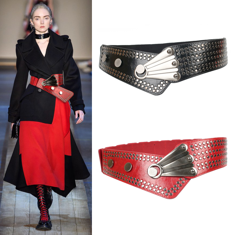 高级感宽腰带女欧美个性时尚配裙子松紧黑色腰封女士大衣收腰外搭