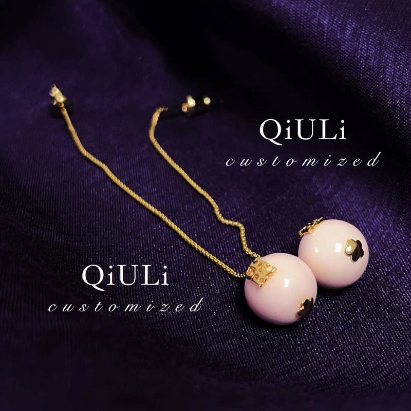 合金耳饰 QIU LI · 【C】简约优雅浪漫粉耳线1h3369