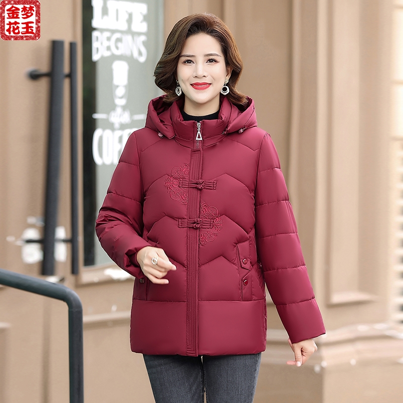 8078棉衣冬装上衣中老年洋气妈妈加绒冬季保暖花棉袄老太太棉