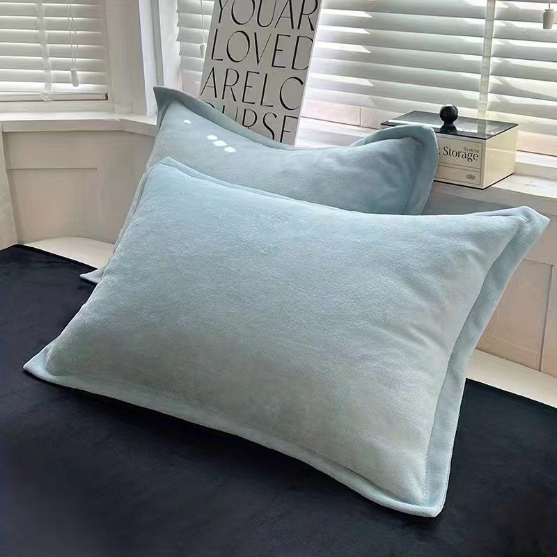 牛奶绒纯色枕套简约一对柔软【直播间看实物下单】家用新款奢华高档