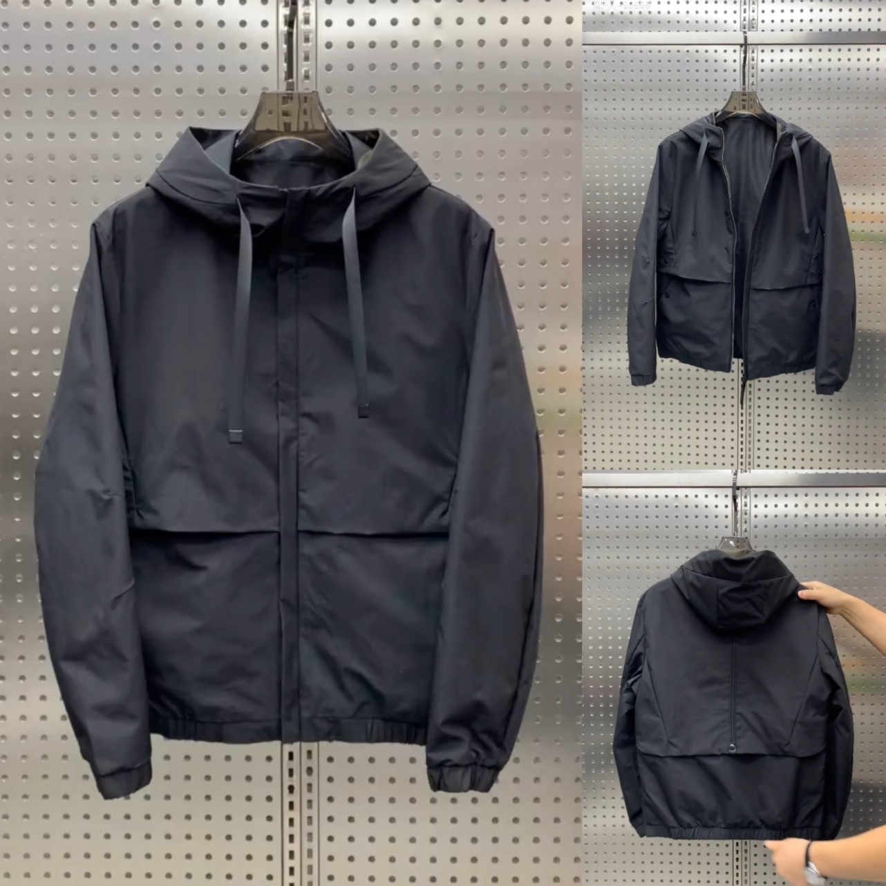 冲锋衣外套男春秋款长袖连帽防风防水黑色薄款上衣潮流夹克休闲男