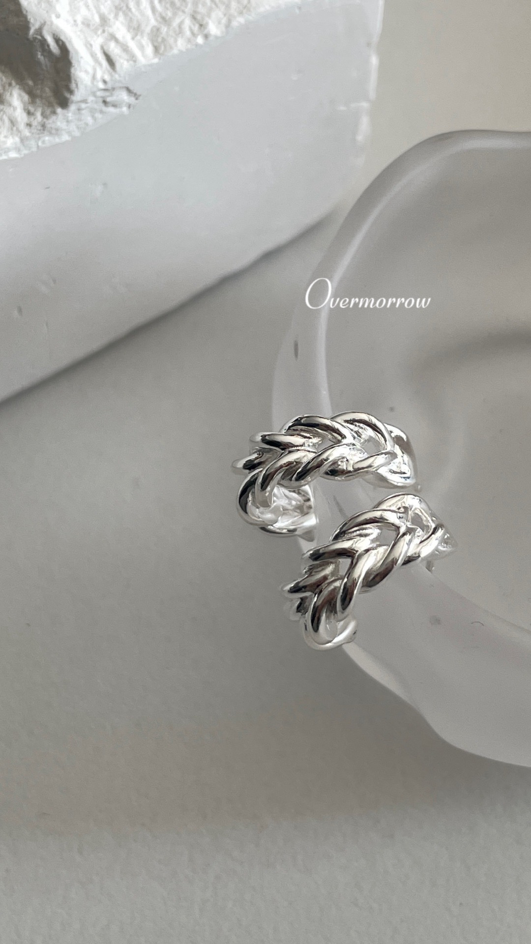 925银耳饰 编织耳圈 通体银 8166