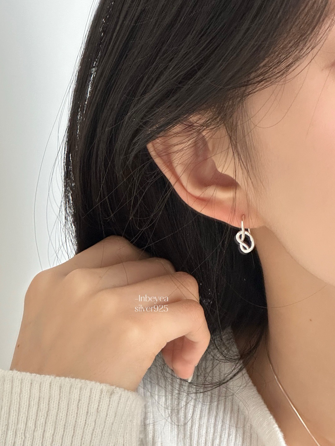 925银耳饰 镂空爱心耳挂 通体银 22291