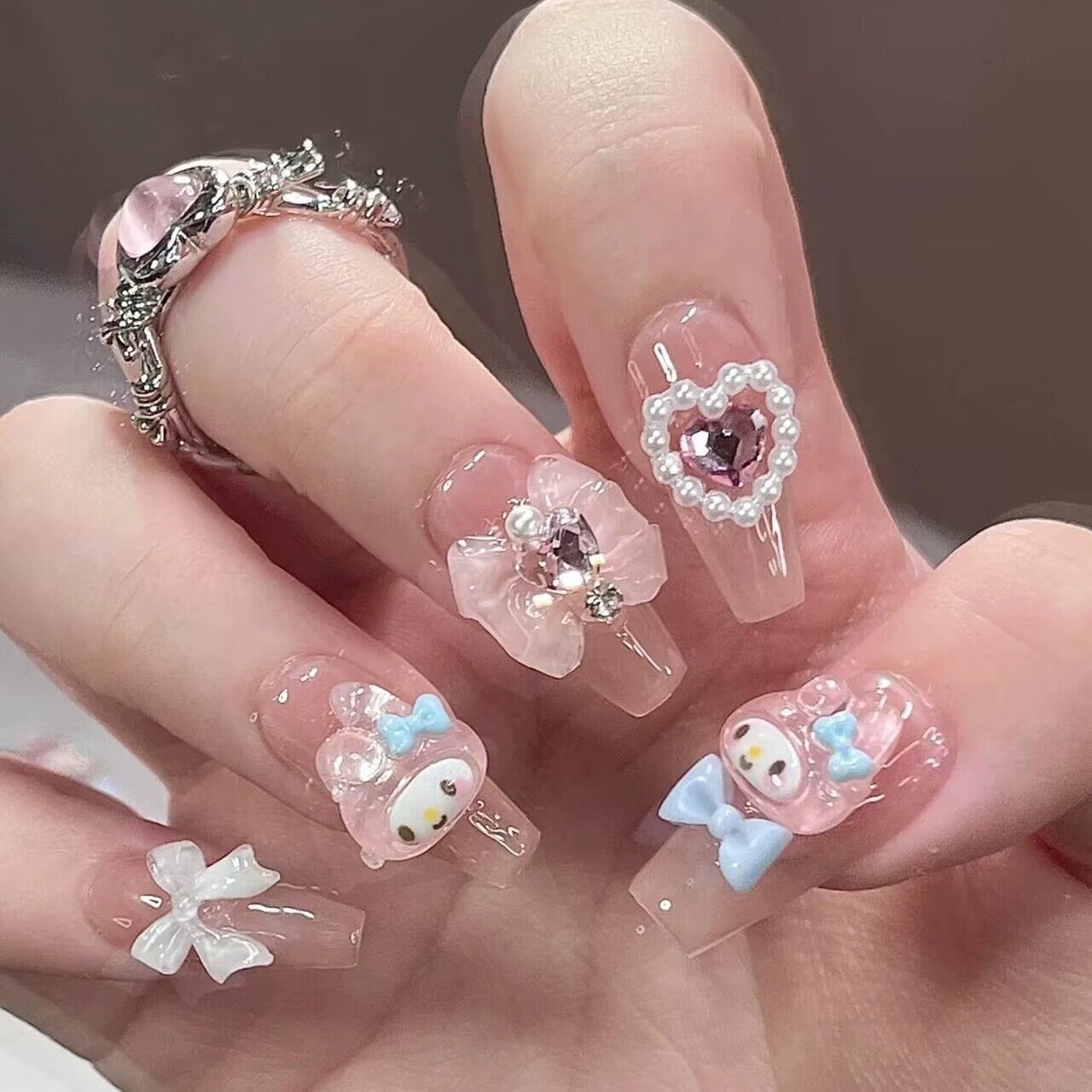 穿戴甲卡通多巴胺穿戴甲美少女卡哇伊美乐蒂美甲穿戴甲指甲贴可爱