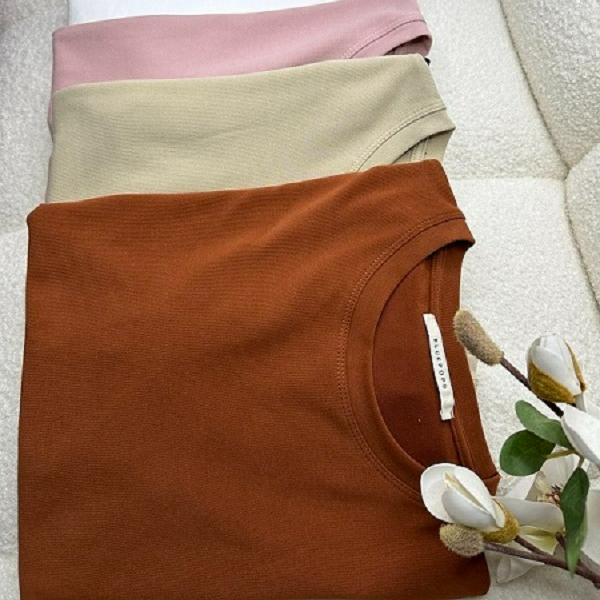 春季简约半袖女士圆领百搭纯色休闲磨毛短袖