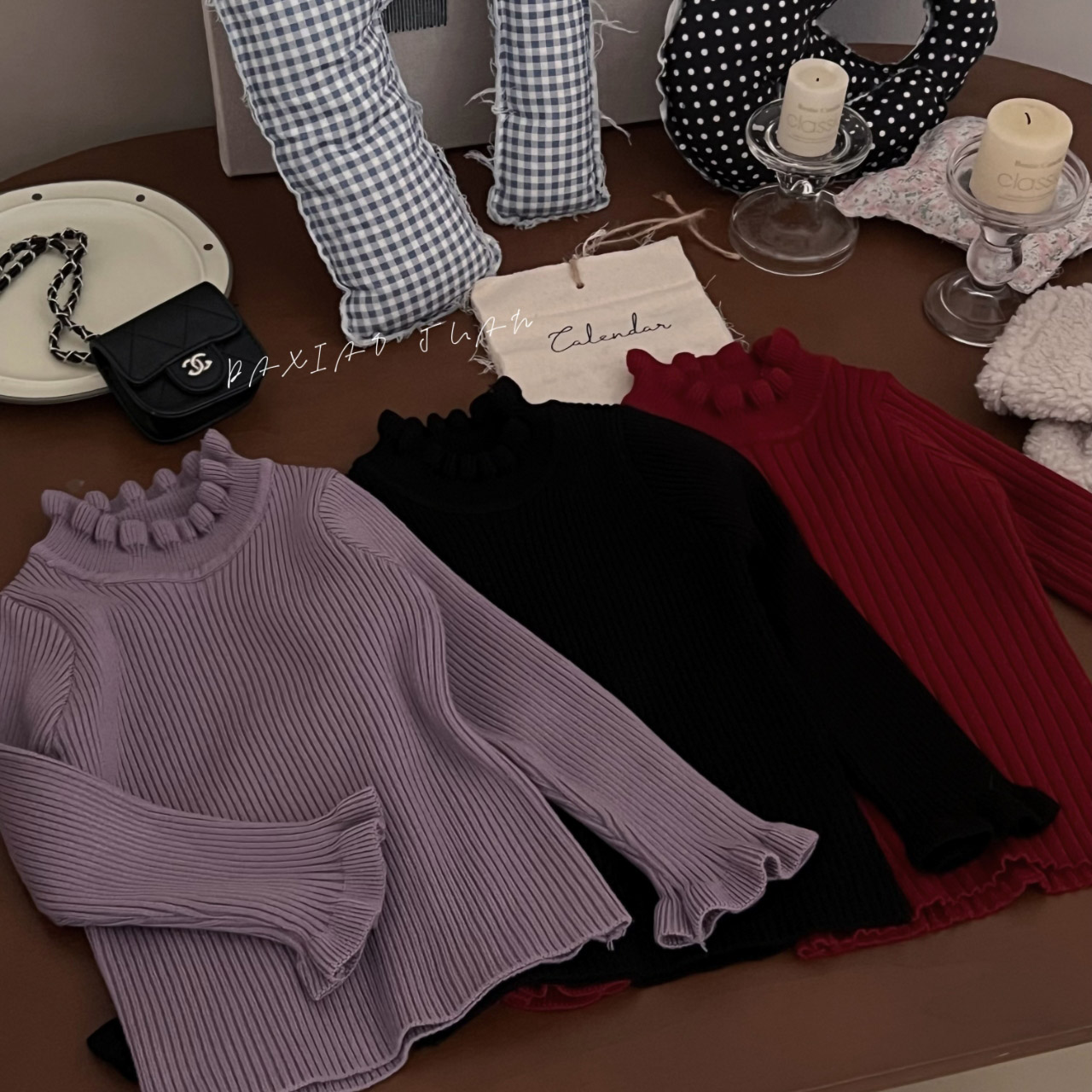 【大小卷】冬季女童加厚百搭重工毛衣打底衫-32511