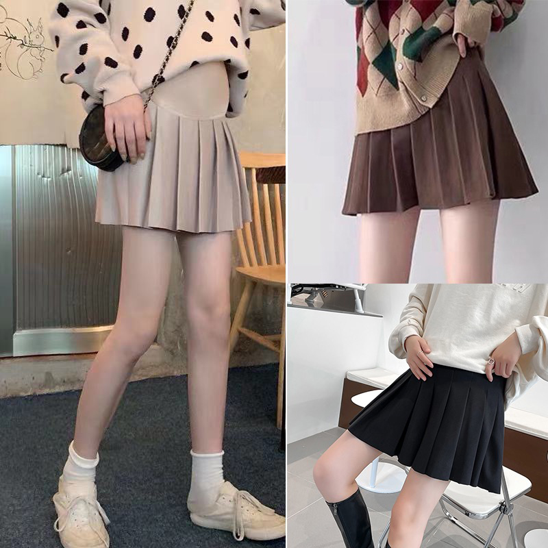 【校园书签】孕妇装毛呢料百搭托腹外穿减龄百褶裙高腰显瘦半身短裙