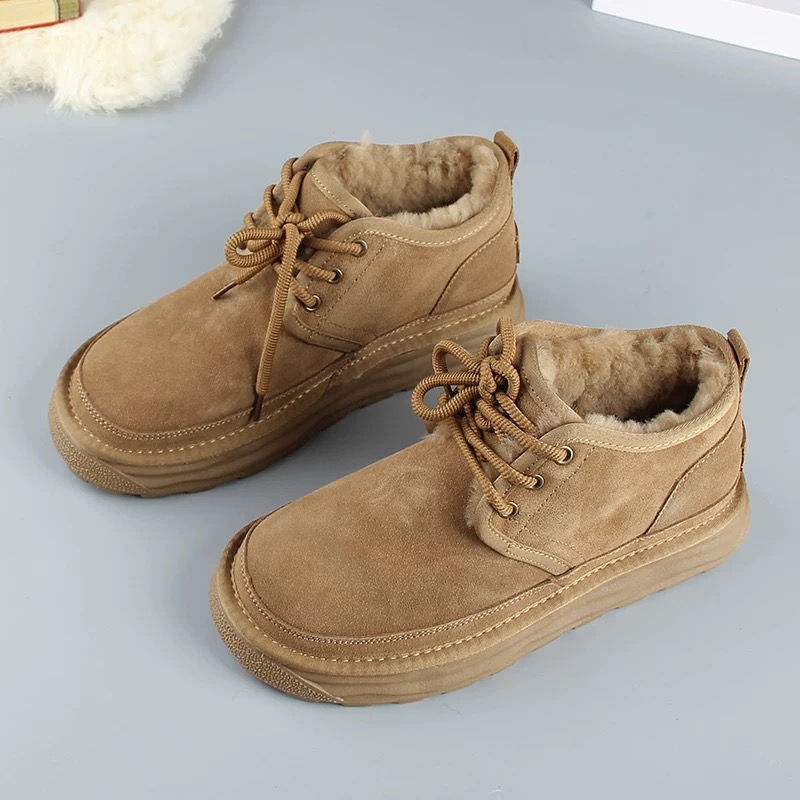 牛皮羊毛雪地靴男款2025新冬季加绒加厚皮毛一体防滑厚底超保暖鞋