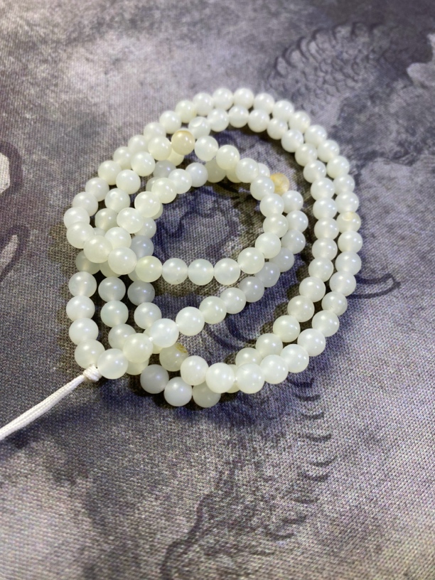 【赵师傅】和田玉白玉108链子！珠子5毫米